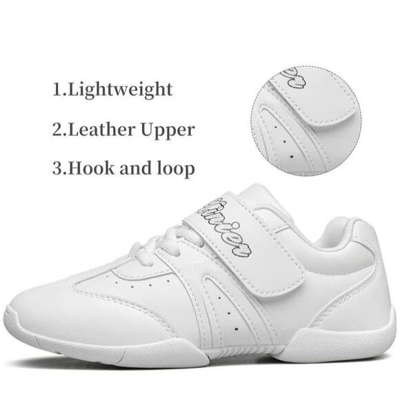 Youth Size 11 White, Lightweight Competition Cheer Sneakers, Training or Dance - Picture 2 of 6